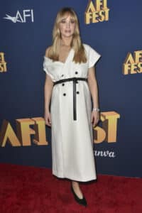 Jennifer Lawrence arrives at the AFI Fest premiere of "Zurawaski V Texas" on Wednesday, Oct. 23, at TCL Chinese Theatre in Los Angeles. (Photo by Richard Shotwell/Invision/AP)
