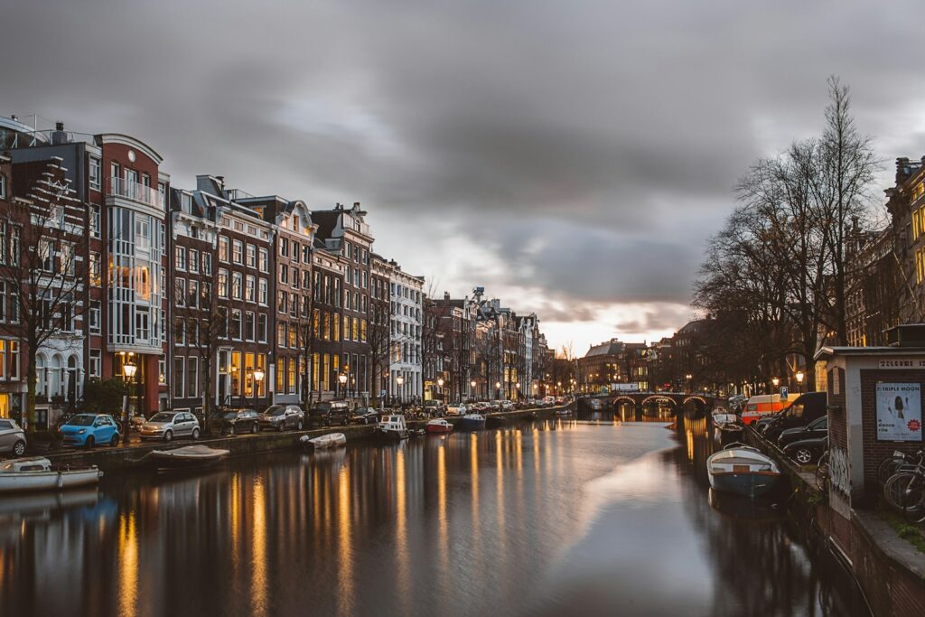 Amsterdam,
structures near body of water