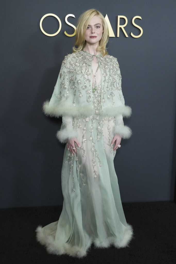 Elle Fanning arrives at the 15th Governors Awards on Sunday, Nov. 17, 2024, at The Ray Dolby Ballroom in Los Angeles.