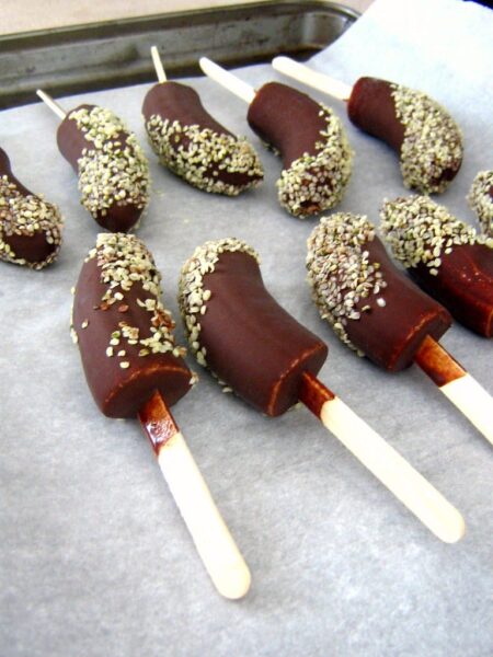chocolate dipped banana bite