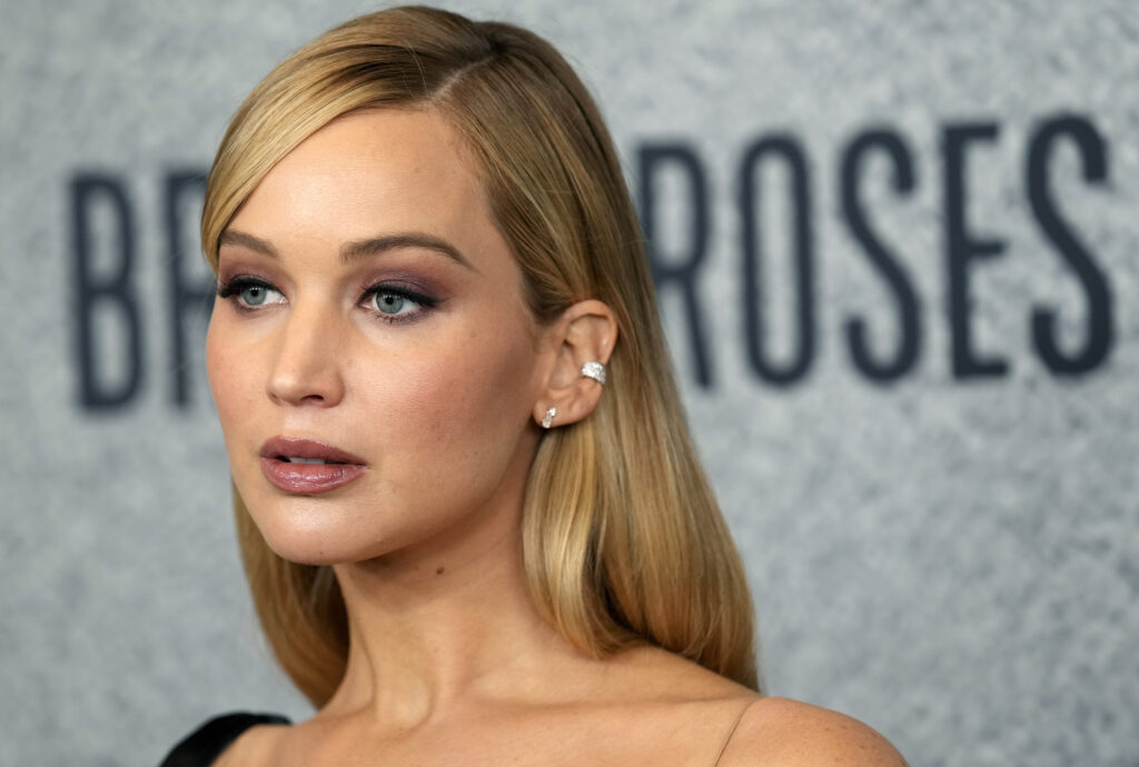 Jennifer Lawrence, producer of "Bread & Roses," poses at the premiere of the documentary film on Thursday, Nov. 14, 2024, at the Hammer Museum in Los Angeles.