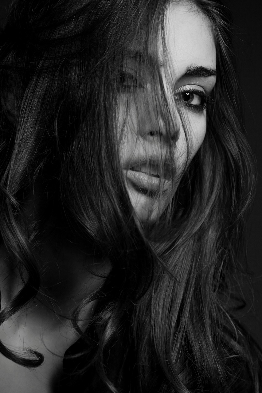 woman, beauty, monochrome, woman hair loss