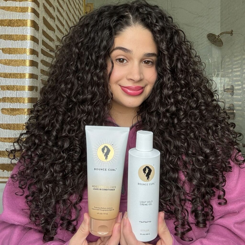 "Perfect hair combo when my hair feels a little dry. I LOVE to use our Moisture Balance Leave-in with our light hold crème gel. It provides so much shine & my hair feels so hydrated. This leave-in is so good for all hair types, fine, medium & coarse. It’s also clinically proven to provide UV protection for the hair. For my fine texture, I used 3 big quarter size in all of my hair. I even hear my straight hair friends using our moisture balance leave in for their blow outs. It’s such an amazing leave-in."