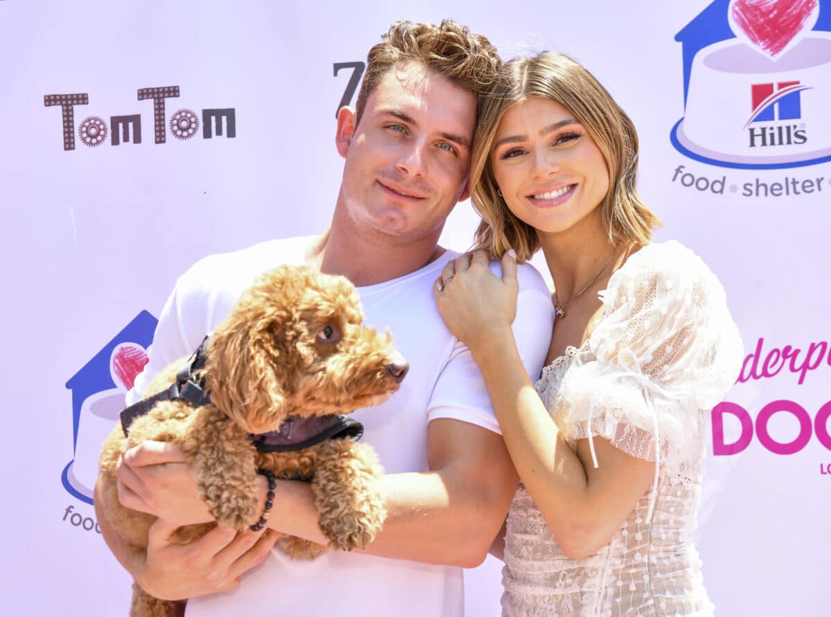WEST HOLLYWOOD, CALIFORNIA - AUGUST 07: (L-R) James Kennedy and Raquel Leviss arrive at the 5th Annual World Dog Day at West Hollywood Park on August 07, 2021 in West Hollywood, California. (Photo by Rodin Eckenroth/Getty Images)