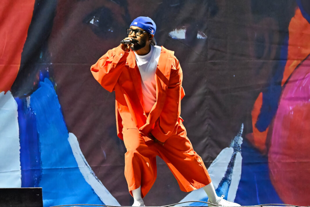 NEW YORK, NEW YORK - JUNE 11: Kendrick Lamar performs during the 2023 Governors Ball Music Festival at Flushing Meadows Corona Park on June 11, 2023 in New York City. (Photo by Astrida Valigorsky/Getty Images)
