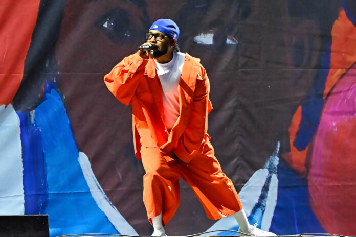 NEW YORK, NEW YORK - JUNE 11: Kendrick Lamar performs during the 2023 Governors Ball Music Festival at Flushing Meadows Corona Park on June 11, 2023 in New York City. (Photo by Astrida Valigorsky/Getty Images)