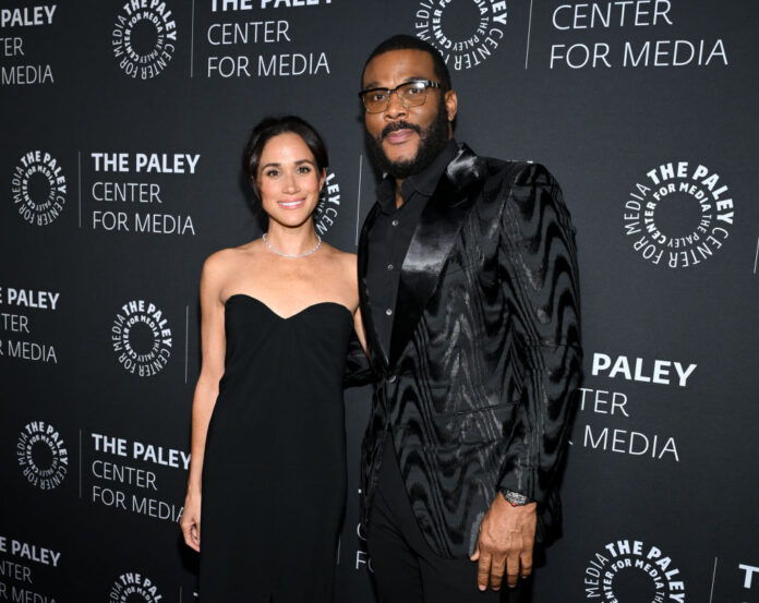 Meghan, Duchess of Sussex, Tyler Perry at The Paley Gala Honoring Tyler Perry at Beverly Wilshire, A Four Seasons Hotel on December 4, 2024 in Los Angeles, California. (Photo by Michael Buckner/Variety via Getty Images)
