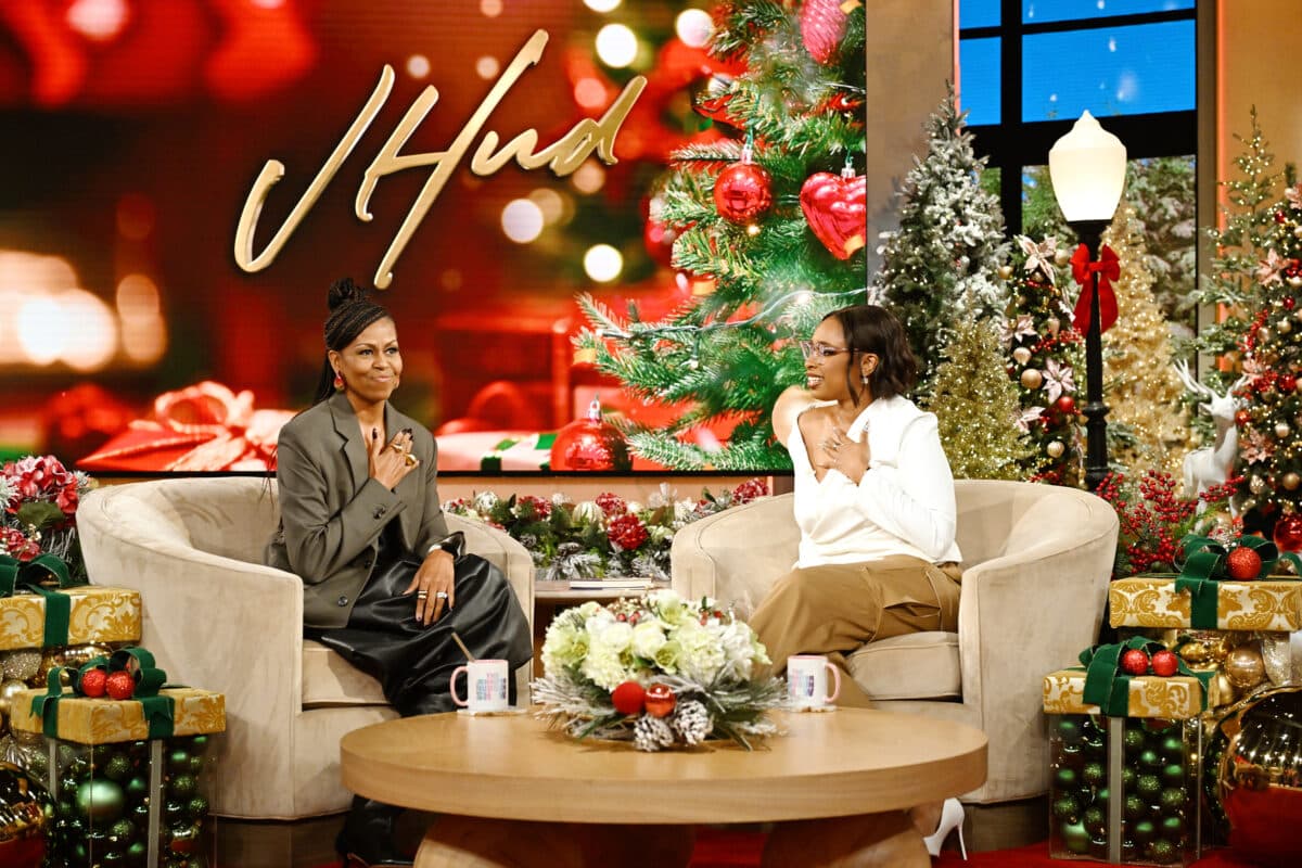 BURBANK, CALIFORNIA - December 12, 2024: Michelle Obama appears with Jennifer Hudson on "The Jennifer Hudson Show" airing December 17, 2024 in Burbank, California. (Photo by Mitchell Haddad/WBTV via Getty Images). Check your local listings for times