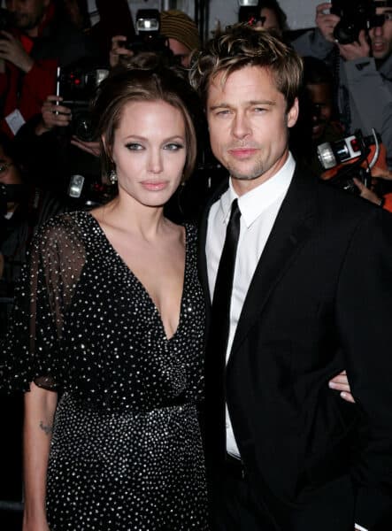 Angelina Jolie and Brad Pitt at the Ziegfeld Theater in New York City, New York (Photo by James Devaney/WireImage)