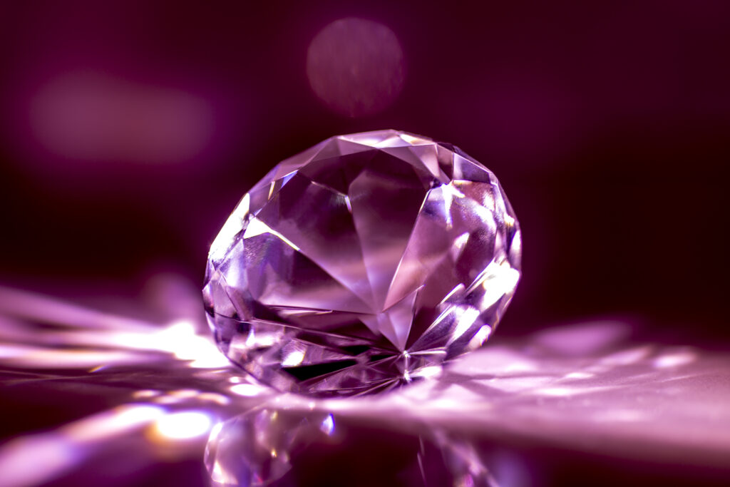 Illuminated Red Diamond Stone in Switzerland.