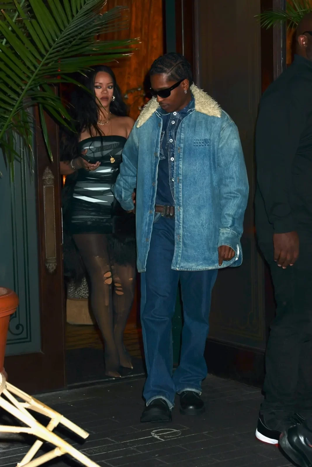 Rihanna in shredded dress and ripped tights for Miami date night with A$AP Rocky. (Photo: Blayzen Photos/BACKGRID/Page Six)