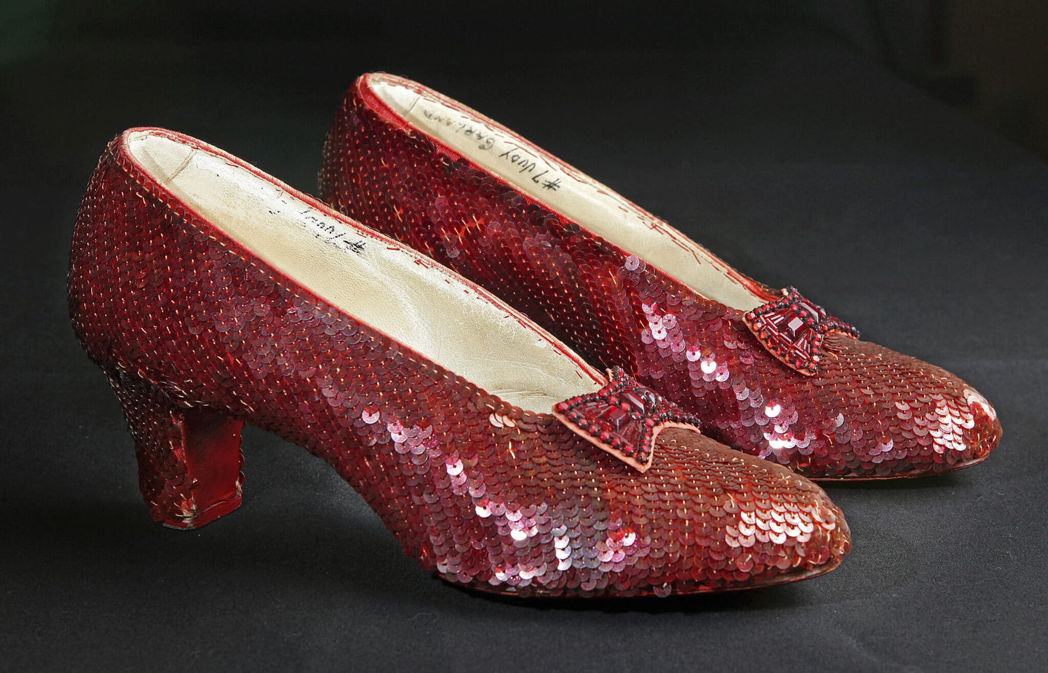 ruby slippers worn by Judy Garland in "The Wizard of Oz"