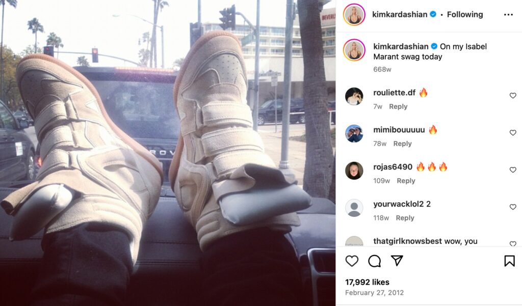 Isabel Marant’s wedge trainers (Photo: Kim Kardashian/Instagram 2012)