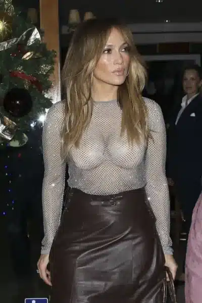 Jennifer Lopez dazzles in a sheer top and leather skirt Stunning JLO out for dinner in Beverly Hills