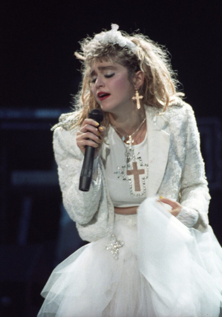 ST. PAUL, MN - MAY 21: Madonna performs on The Virgin Tour at the St. Paul Civic Center in St. Paul, Minnesota on May 21, 1985. (Photo by Jim Steinfeldt/Michael Ochs Archives/Getty Images)