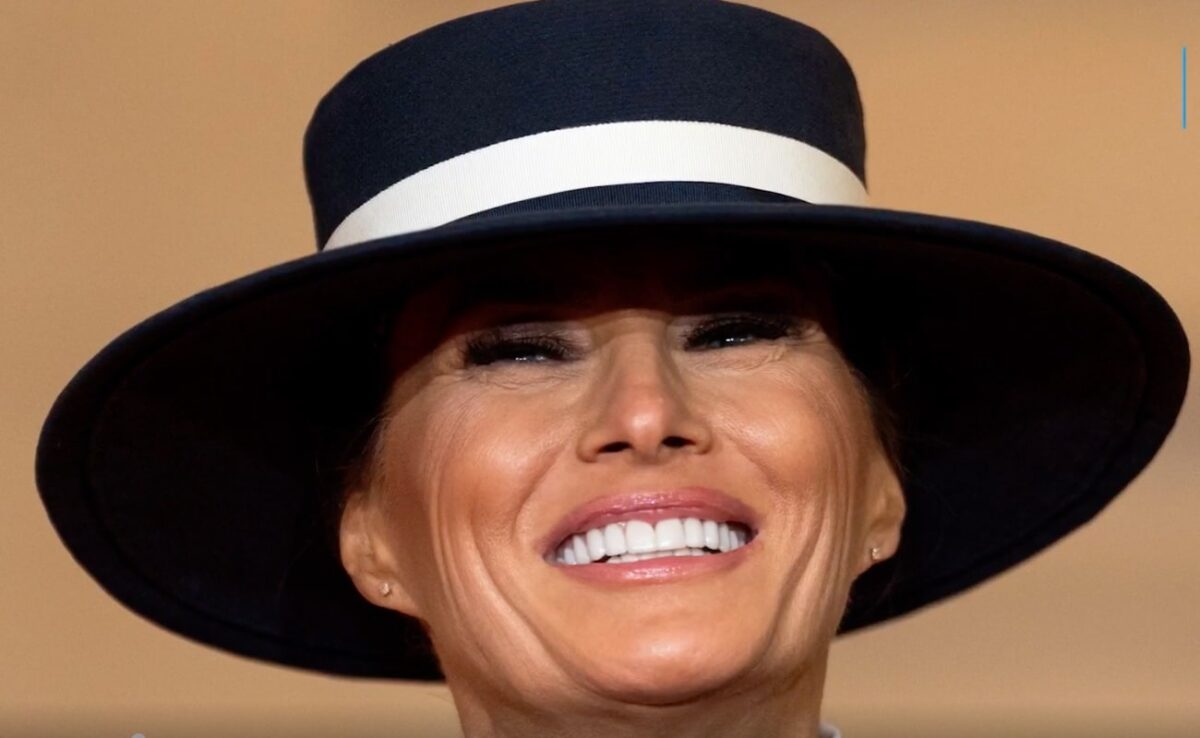 Melania Trump wearing a hat designed by Eric Javits (Photo: NBC Washington/YouTube)