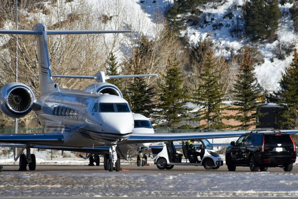 A plane that is sitting on a runway