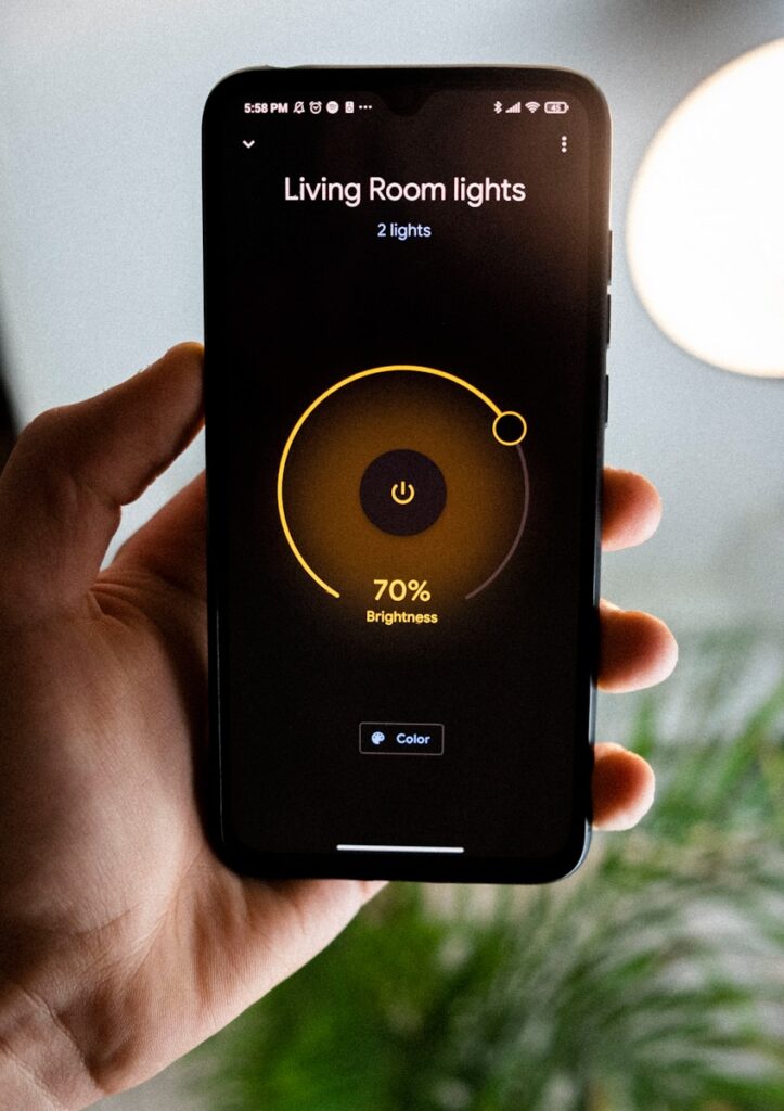 smart home, person holding black iphone 4