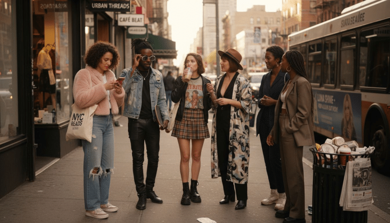 People in city wear celebrity inspired outfits