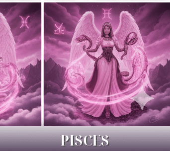 Pisces zodiac sign angel illustration