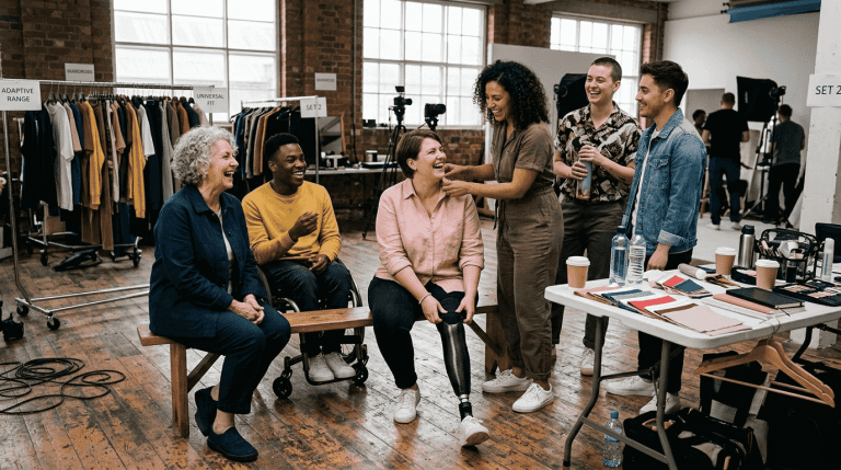 Diverse models in inclusive fashion studio