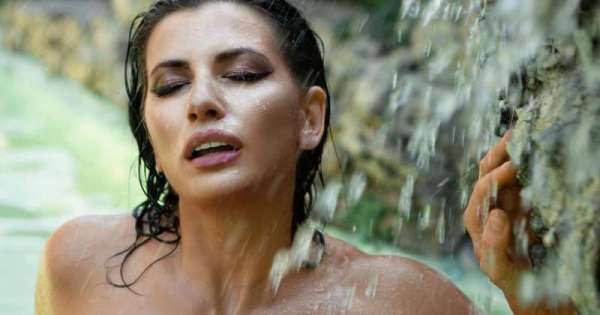 Retinol woman, model, portrait, bathe, water, wet, face, makeup, hair, skin, beauty, girl, nature, summer