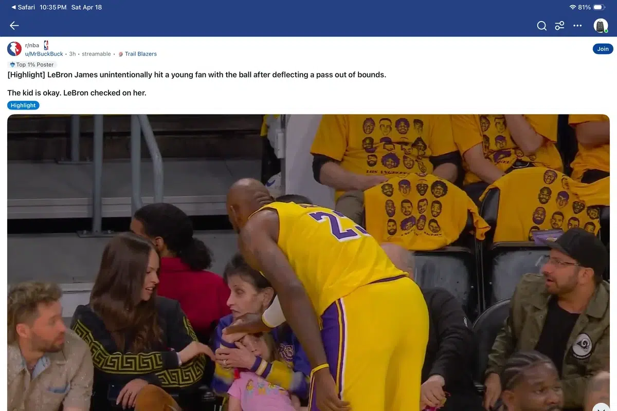 LeBron James Dives Into Crowd After Hitting Fan.